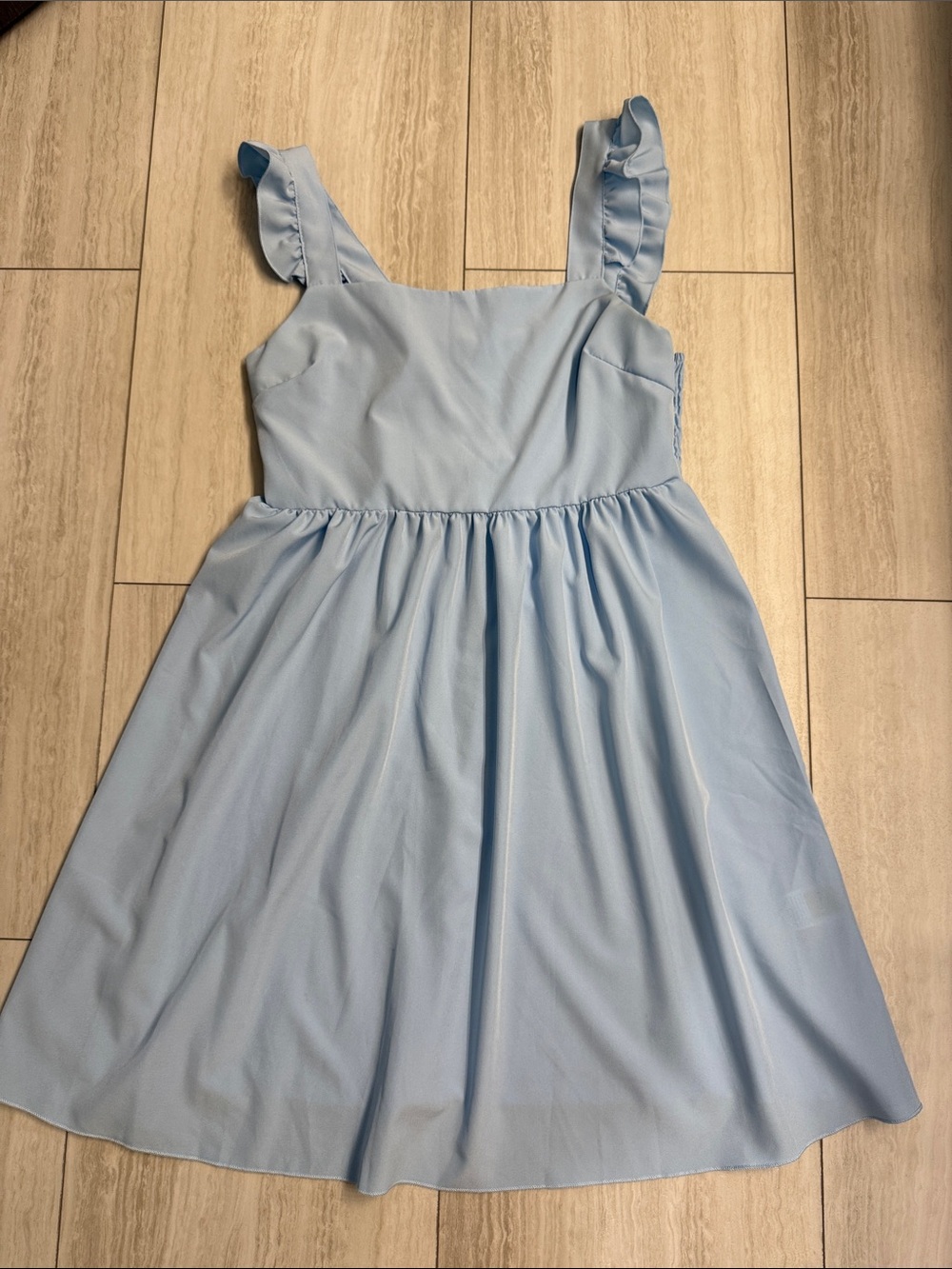 Light Blue Ruffle Strap Sundress